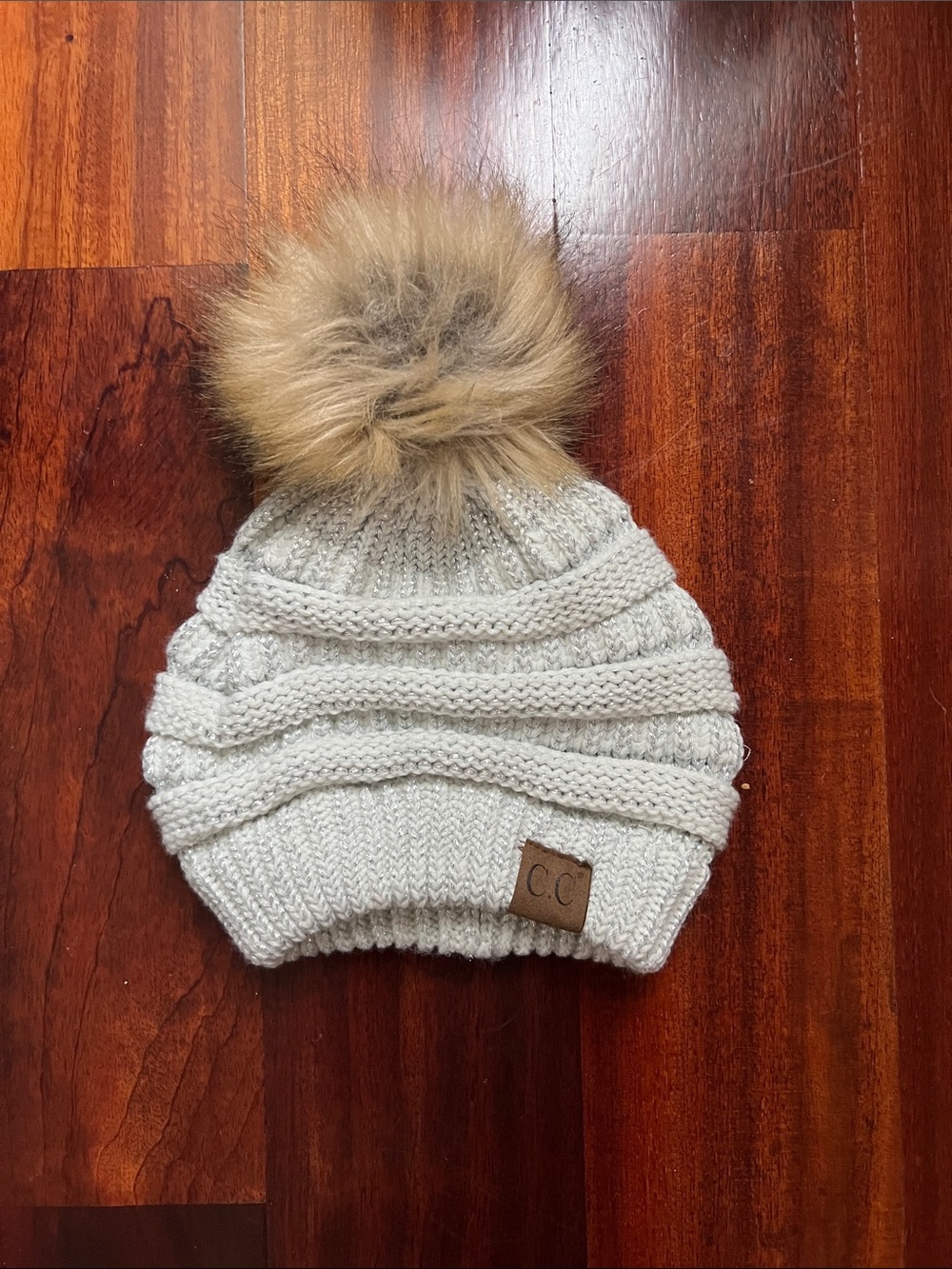 C.C Cream Knit Pom Beanie